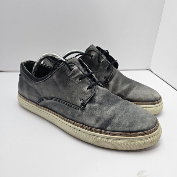 DIESEL Men\'s Casual Shoes Gray Distressed Rugged Leather, Flat Bottoms US 9.5 main image 11